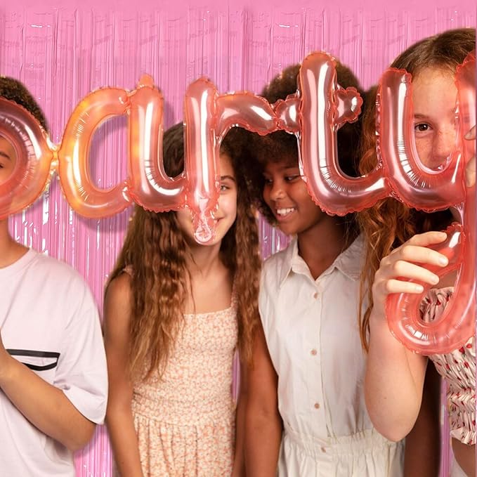 20 Pack Foil Curtain Pink Backdrop Streamers Metallic Tinsel Fringe Curtains Photo Booth Props for Birthday Wedding Engagement Bachelorette Christmas Holiday Celebration Party Decorations