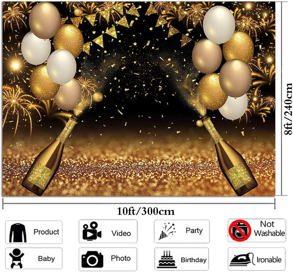Black Golden Balloons Photography Background Gold Champagne Bokeh Photo Backd...