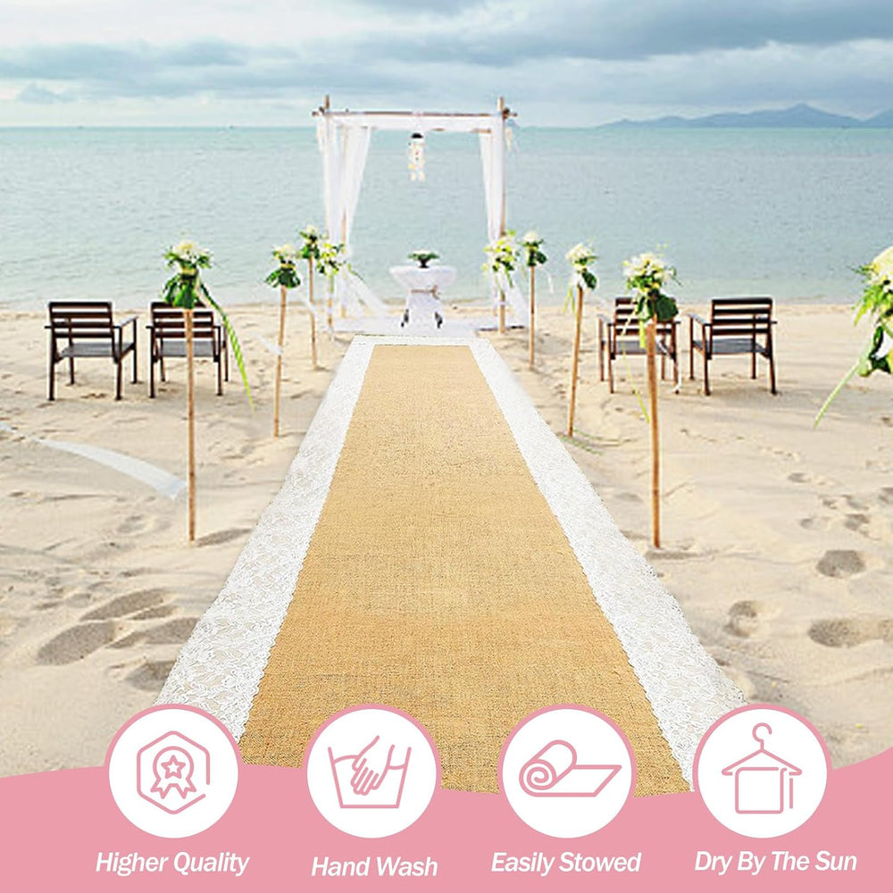 Burlap Aisle Runner for Wedding Ceremony, 3ft x 30ft