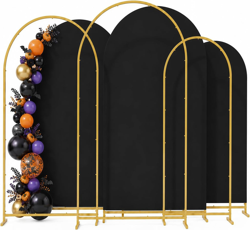 3 Pack Arch Backdrop Stand (4FT/5FT/6FT), Metal Arch Frame Stand with Cover