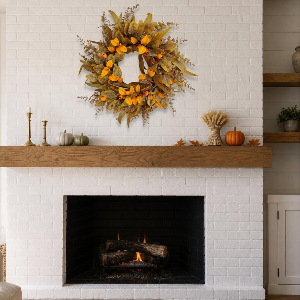 24 Inch Thanksgiving Wreaths for Front Door, Eucalyptus Fall Door Wreath