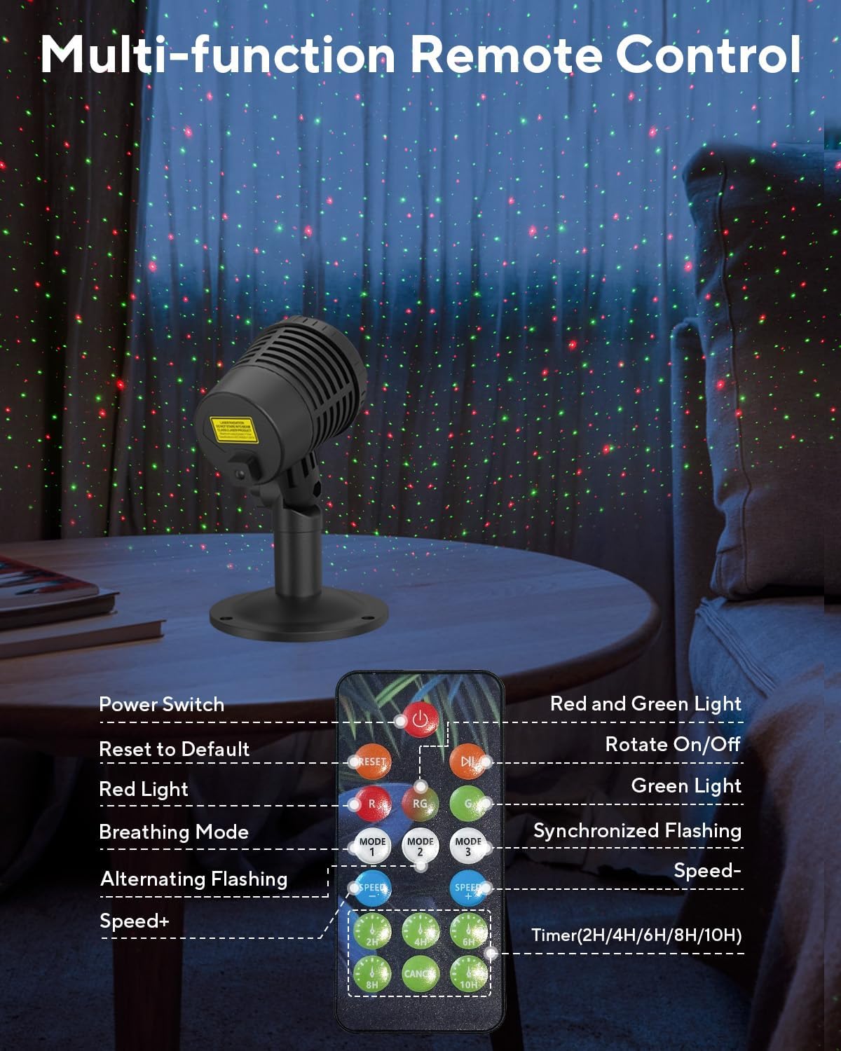 neroupe christmas projector lights outdoor waterproof with remote showing dimensions