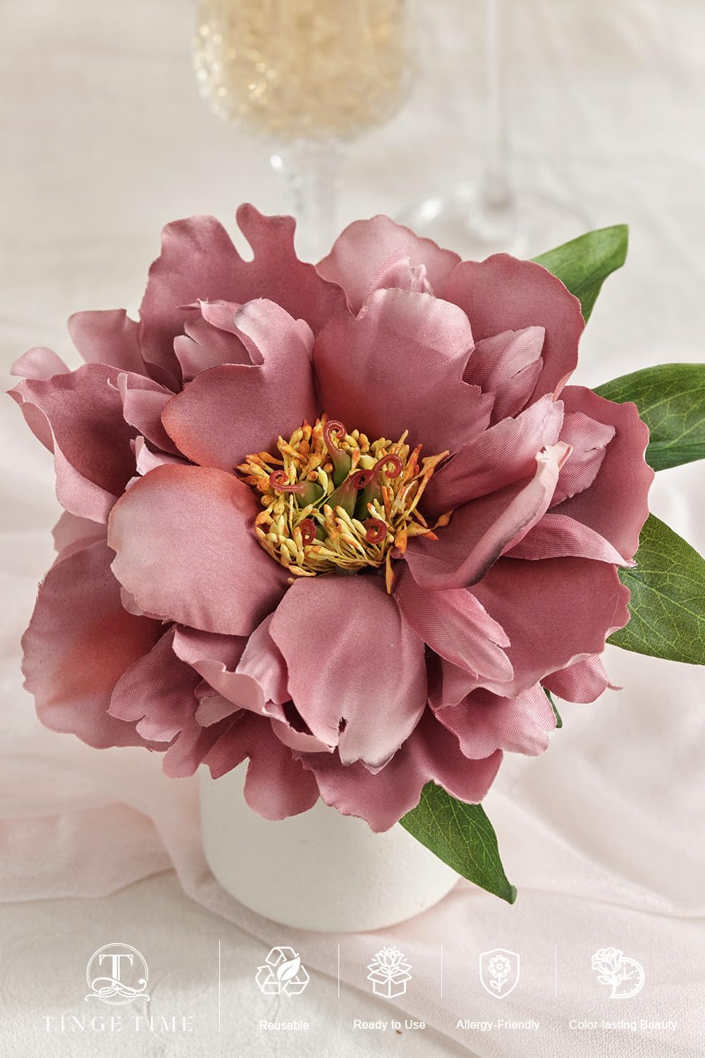 9Pcs Red Artificial Peony Flowers, Large Silk Flower Heads