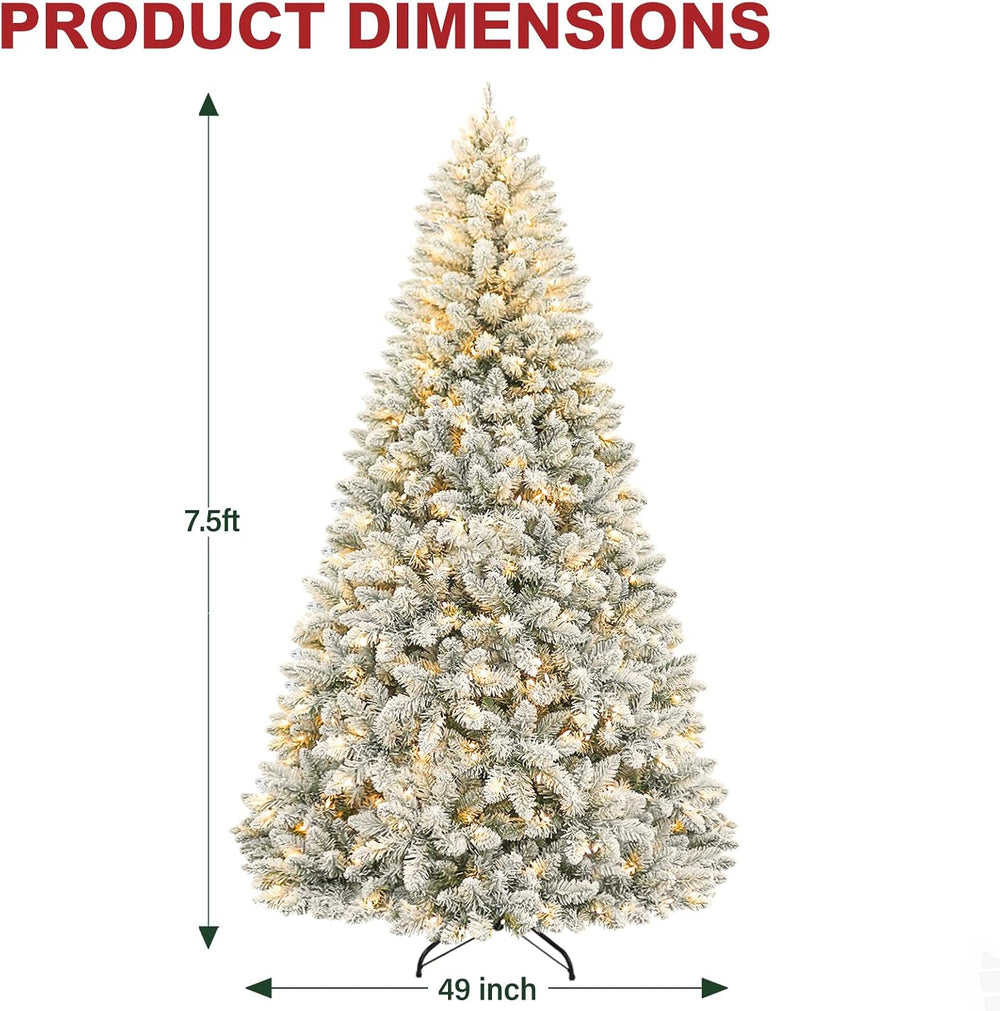 Hykolity 7.5 ft Snow Flocked Christmas Tree, Artificial Christmas Tree wih 45...