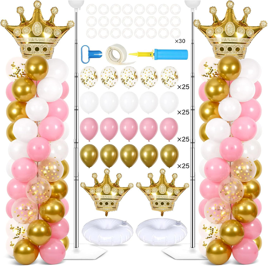 2 Sets Princess Balloon Column Stand Kit Adjustable Princess Balloon Decor