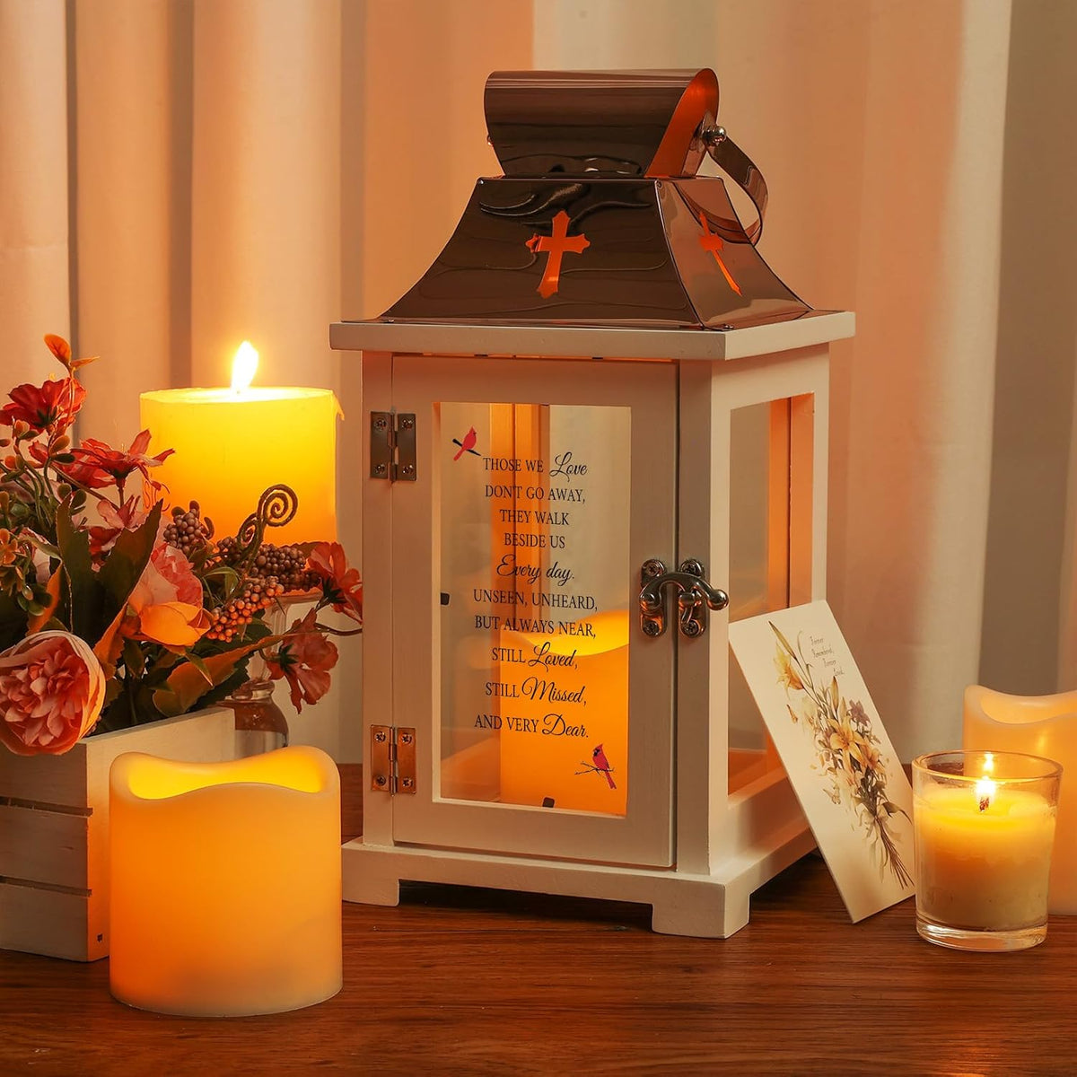 Memorial Lantern Sympathy Gifts for Loss of Loved One Mother Father with Candle, Unique Bereavement Gifts Ideals, Thoughtful Condolences Gift in Memory of Loved One