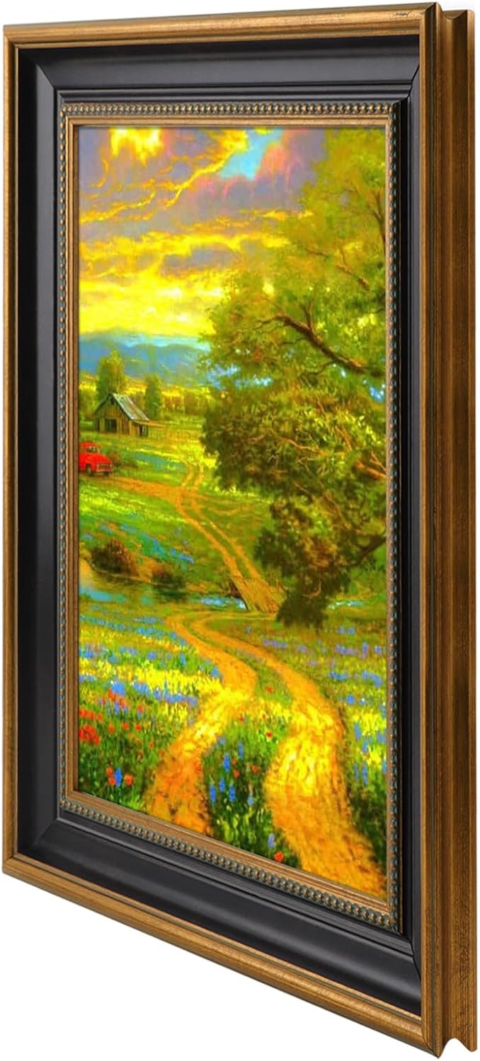 11x17 Ornate Photo Frame with Real Glass Front,Gold/Black Poster Frame
