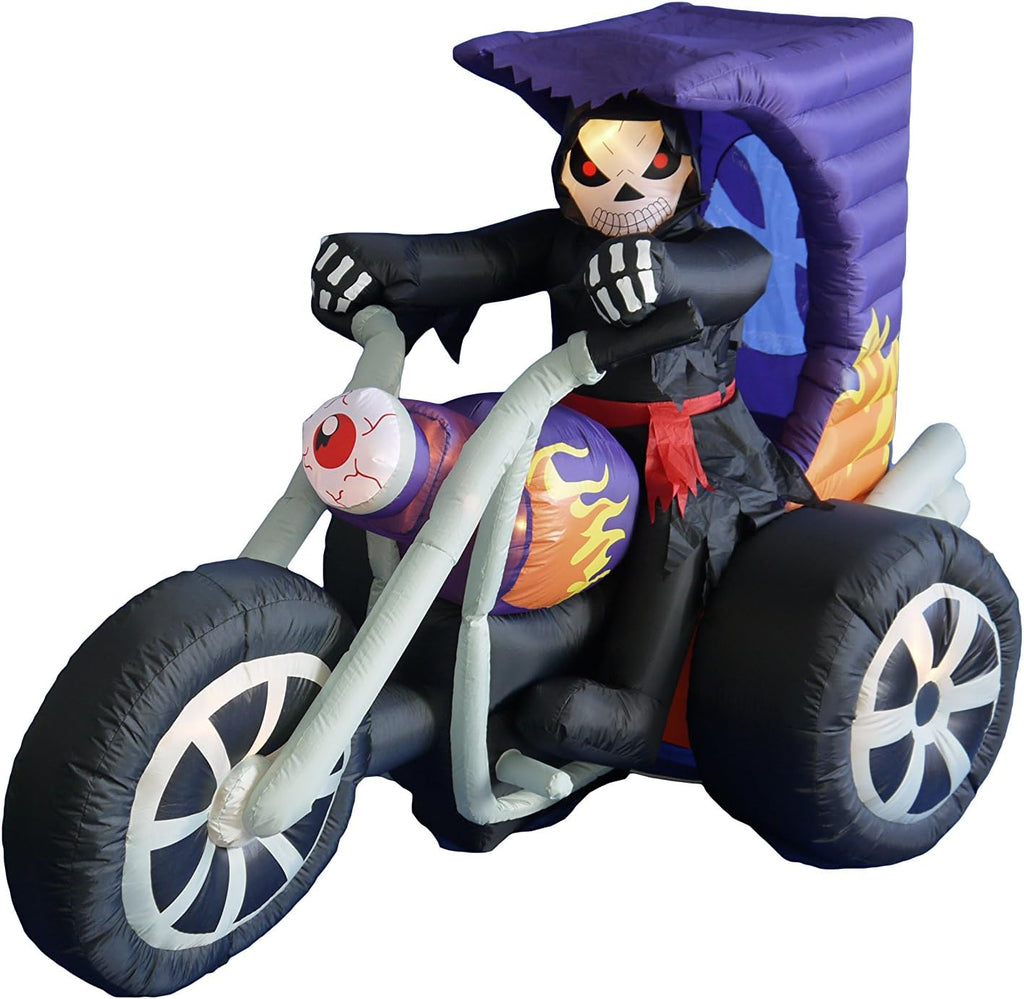 7 ft long halloween inflatable grim reaper on, side view