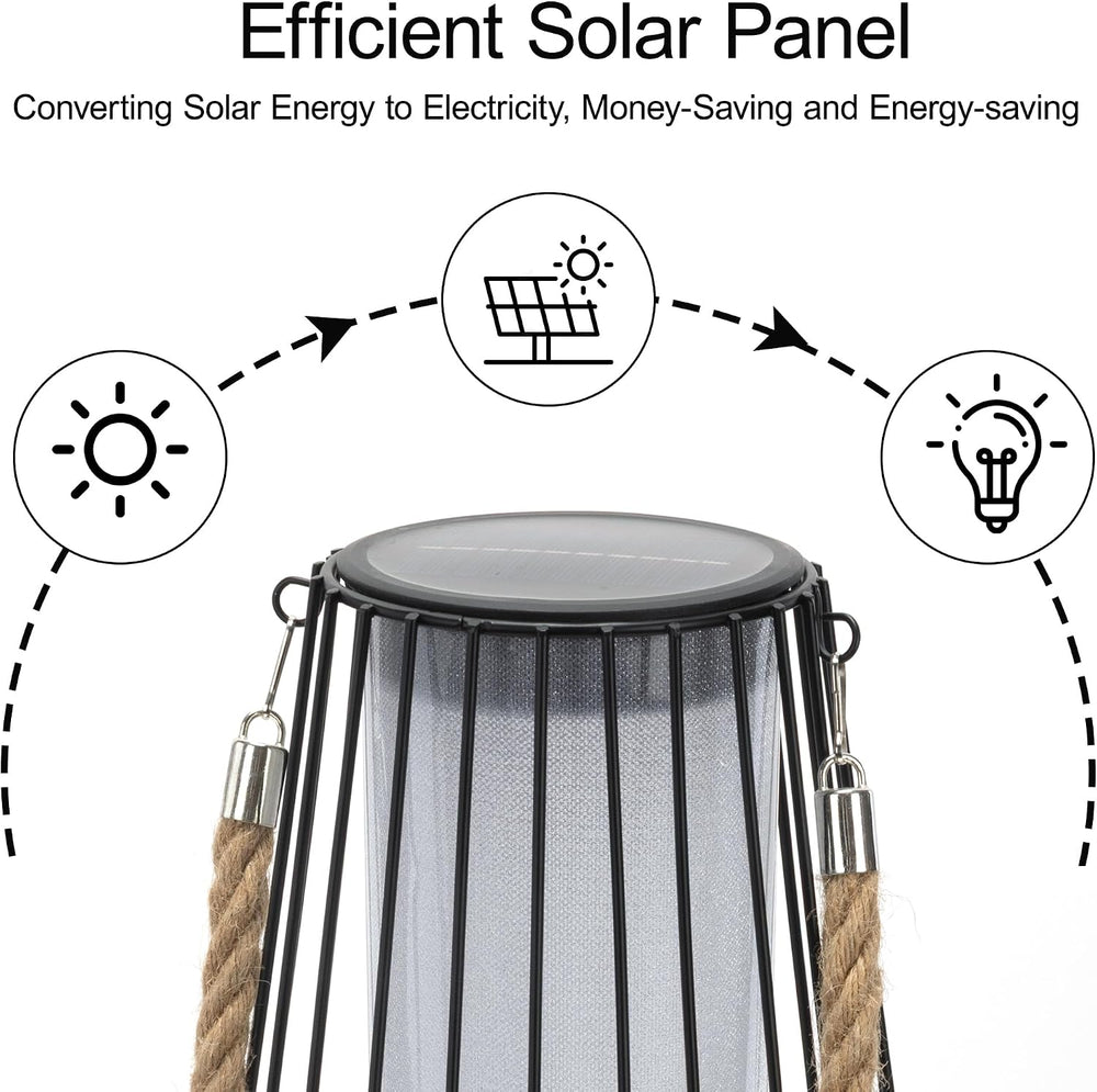 13.5" Outdoor Solar Lantern, Hanging & Tabletop Metal Light for Pati...