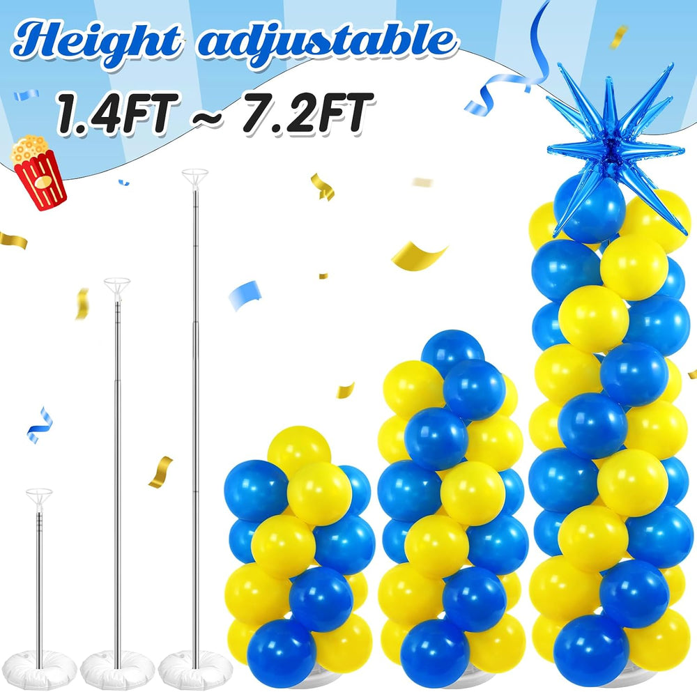 2 Set Blue Yellow Party Decor Cartoon Balloon Column Stand Kit