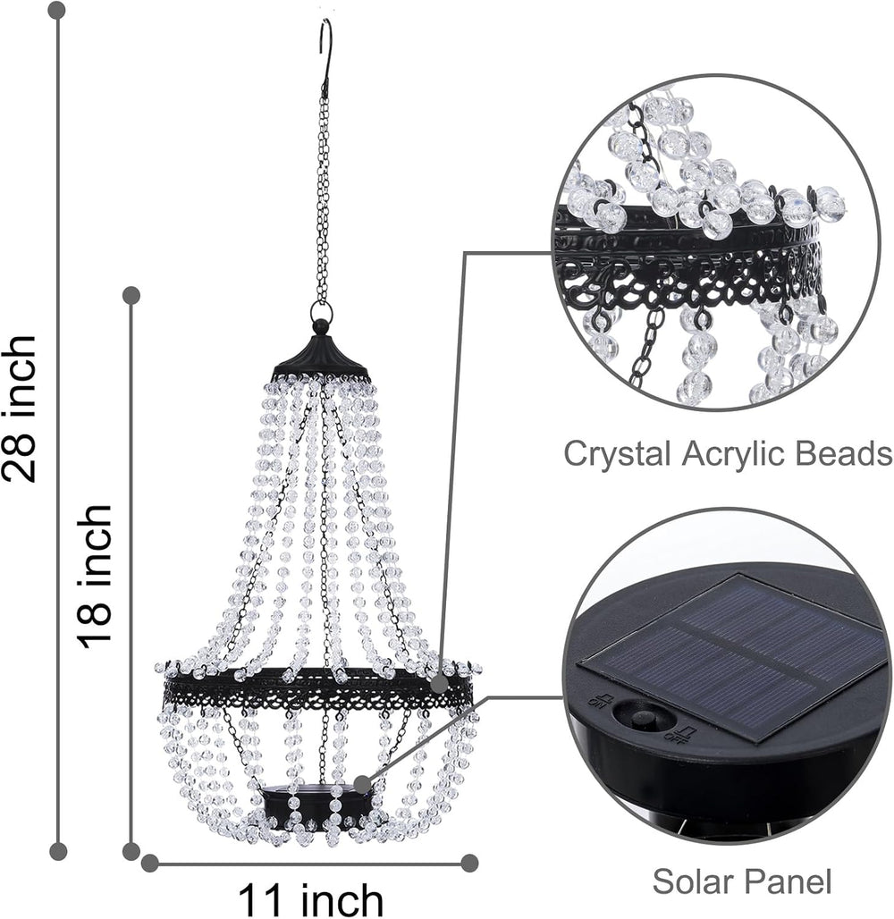 28" Hanging Solar Chandelier Outdoor Waterproof 30 LED Lantern