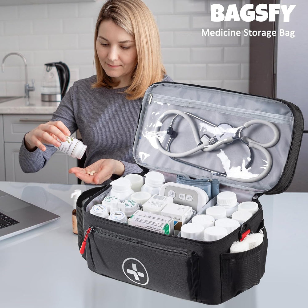 BAGSFY Medicine Bag, Large Medical Bag and First Aid Bag Empty for Travel