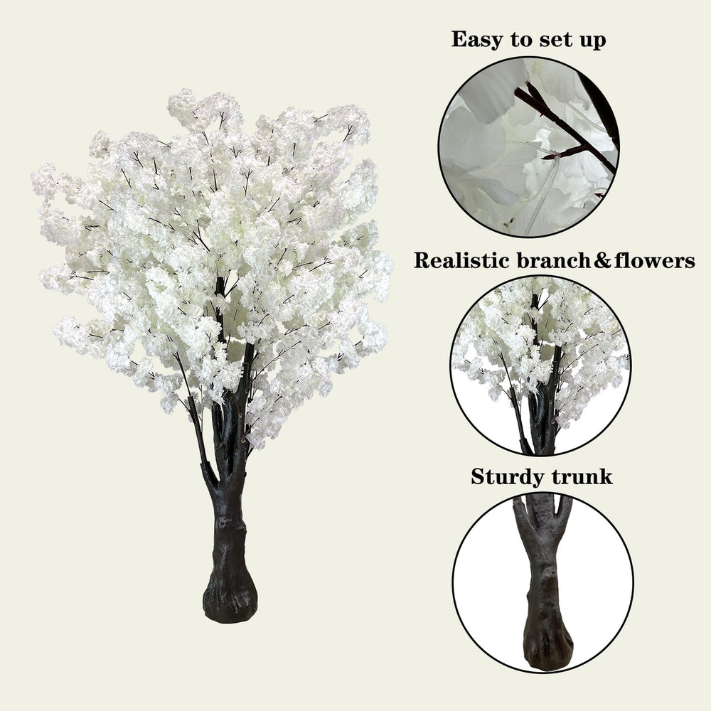 White Artificial Cherry Blossom Tree for Home, Wedding, Office, Living Room -...