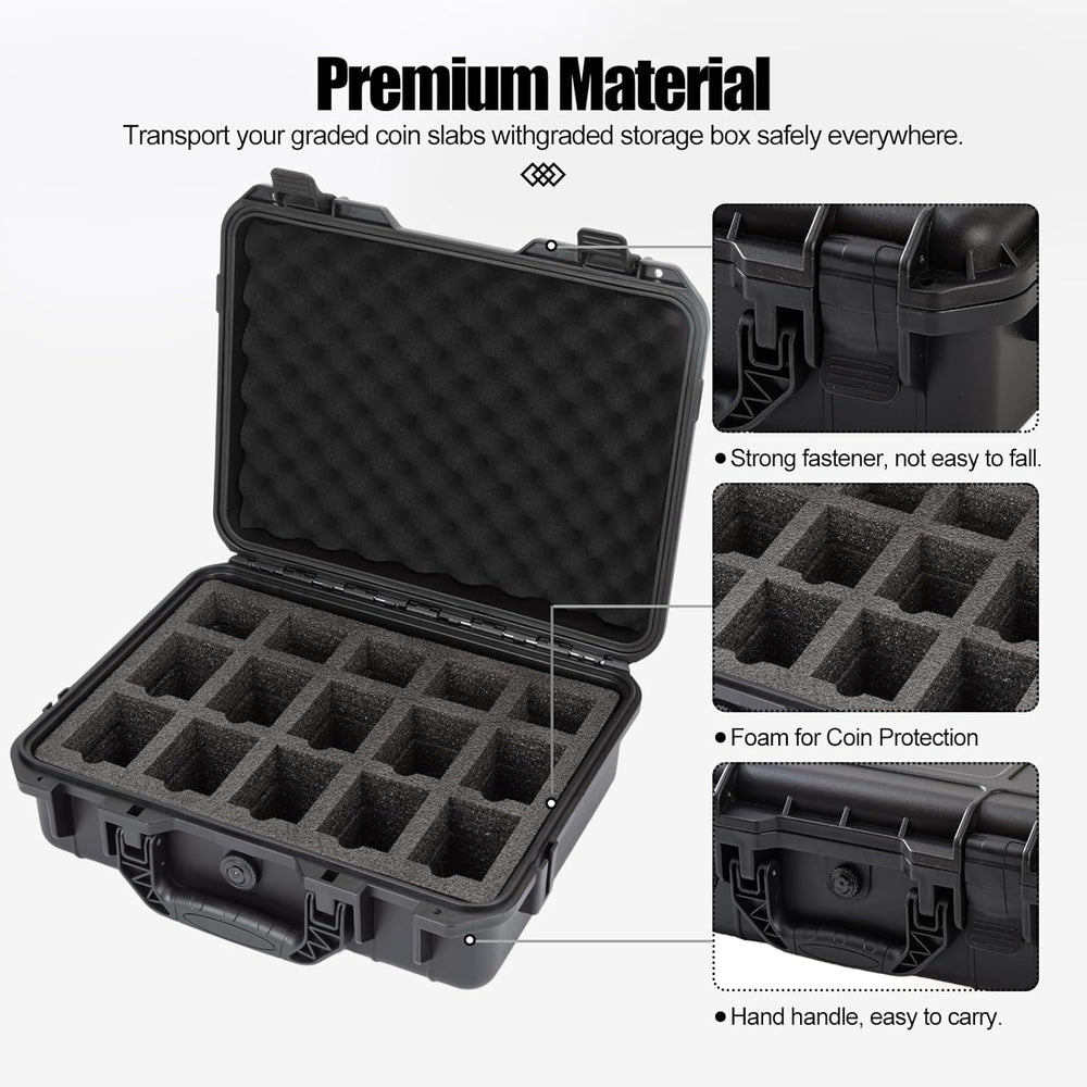 Coin Slabs Case Compatible with 140+ PCGS or NGC Coin Slabs, Waterproof Coin ...