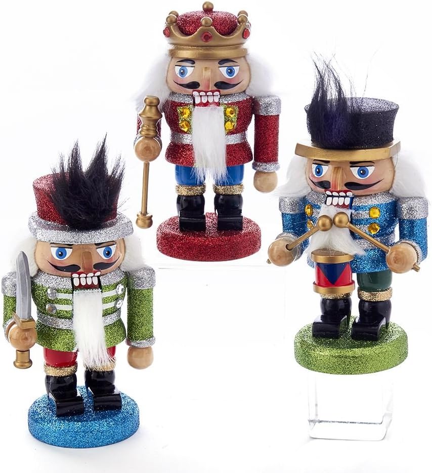 Kurt Adler 5-Inch Wooden Red, Green and Blue Chubby Nutcrackers