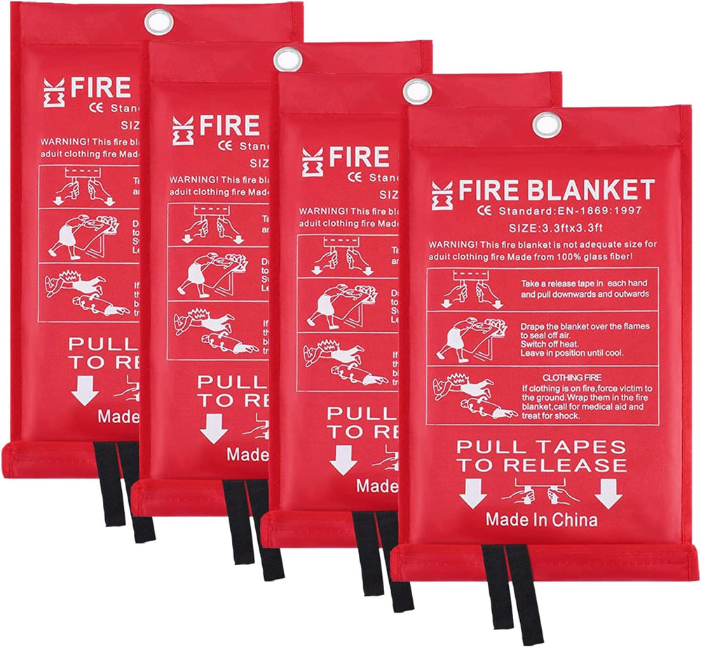 Emergency Fire Blanket for Home - 3.3ft x 3.3ft 4-Pack Fire Suppression Flame...
