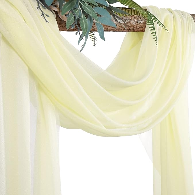 Wedding Arch Draping Fabric Beige Arch Drapes Sheer Backdrop Curtain for Ceremony Photo Wedding Decor 19Ft Length x 28" Width 4 Panel