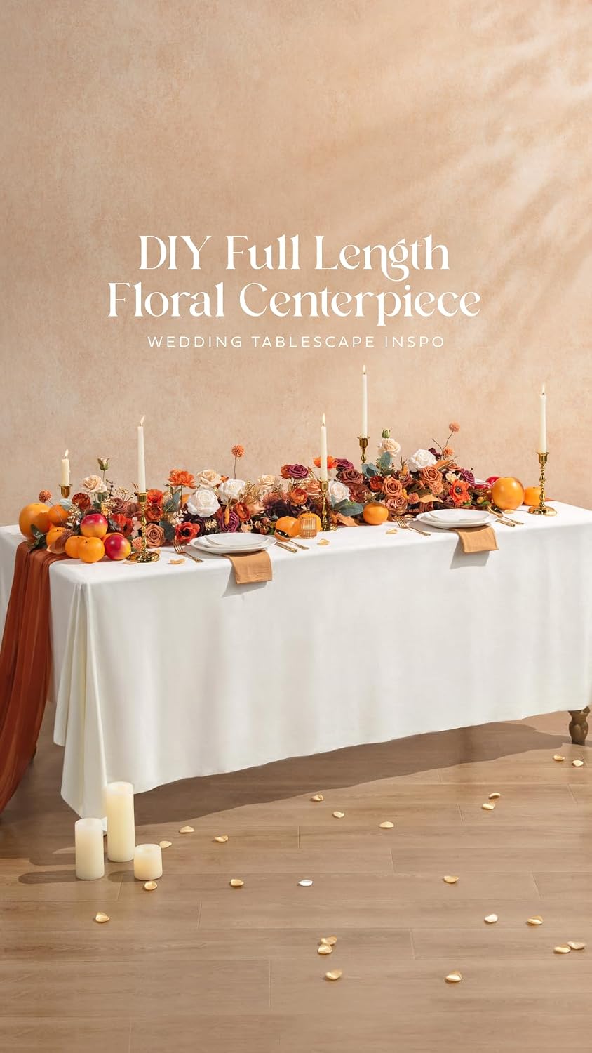 Ling's moment Artificial Wedding Fall Flowers Grand Combo, Terracotta