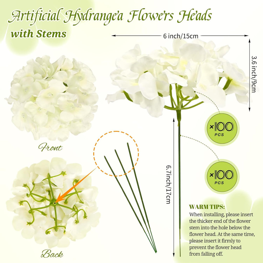 Pesonlook 100Pcs Ivory Hydrangeas Artificial Flowers,Wedding Centerpieces