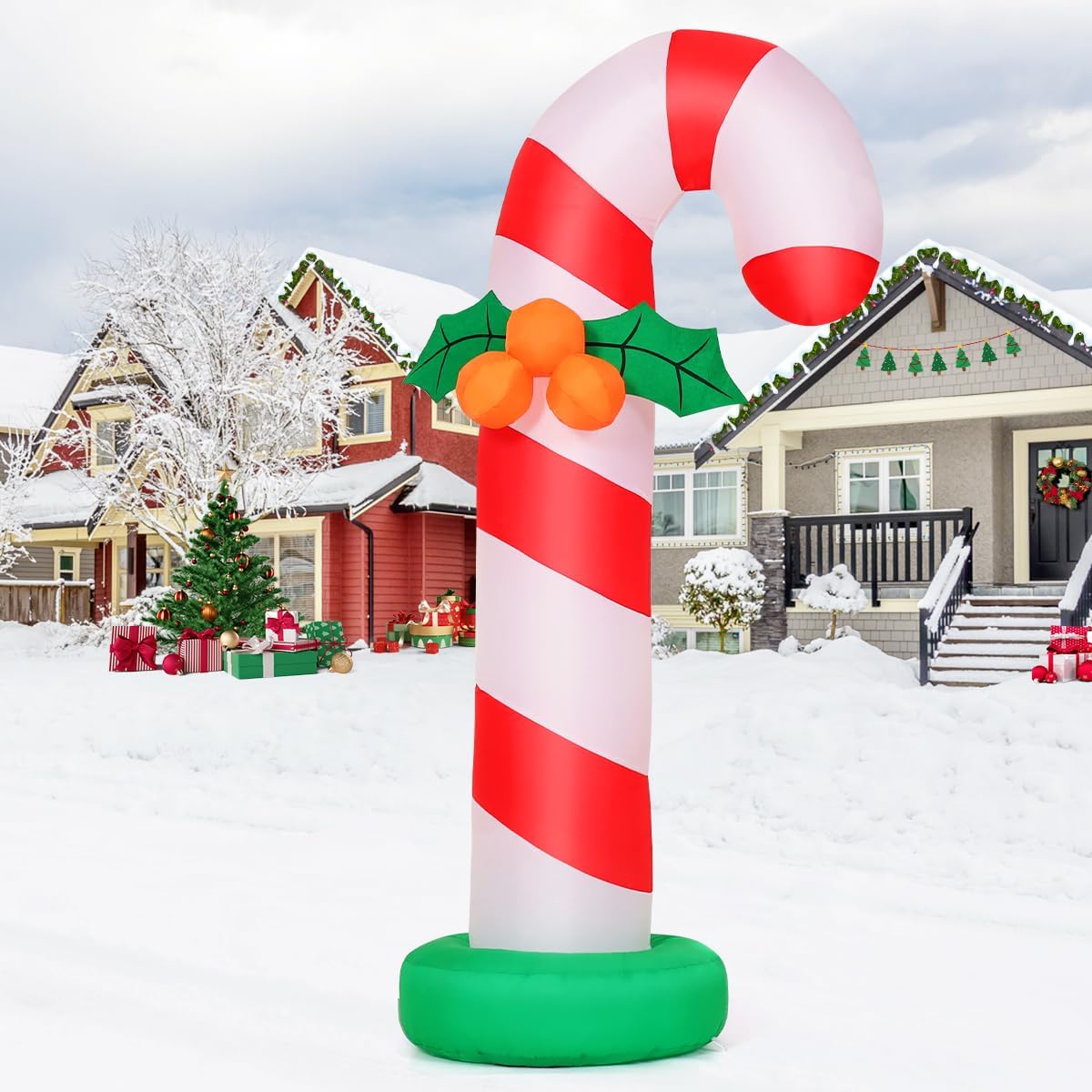 goosh 6 ft christmas inflatables candy cane outdoor, side view