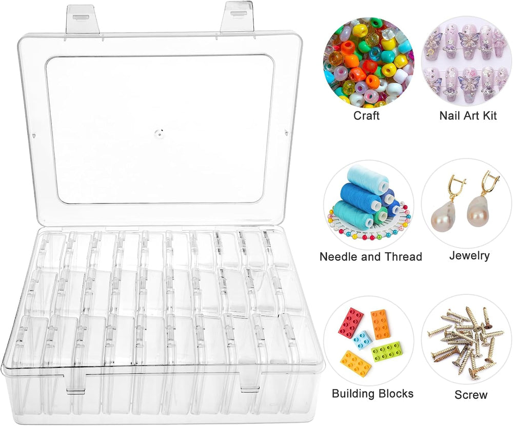 Guyuyii 93 Clear Plastic Bead Storage Containers with Hinged Lids & Labels