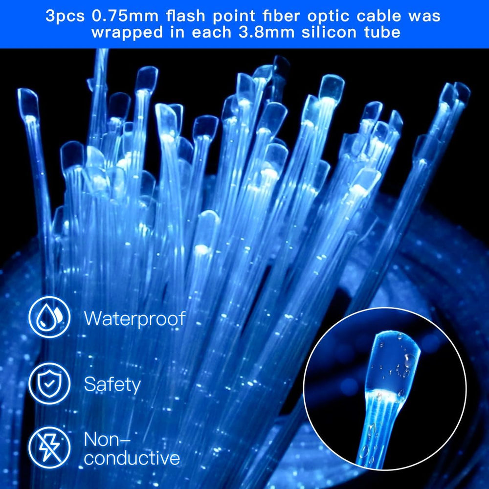 AZIMOM 50pcs 6.5ft Side Glow Fiber Optic Sensory Light for Autism Room,16w Tw...