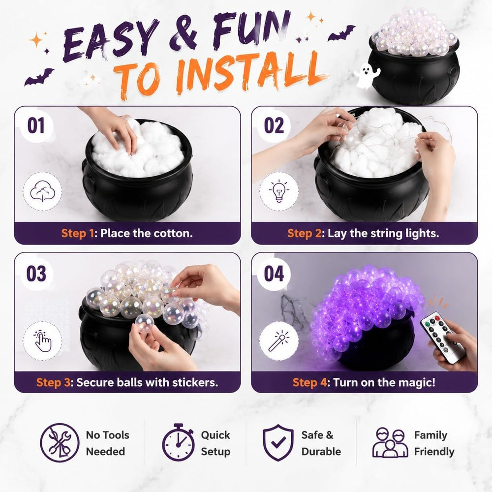 Bubbling Cauldron Halloween Decor Witch Pot Tabletop Centerpiece