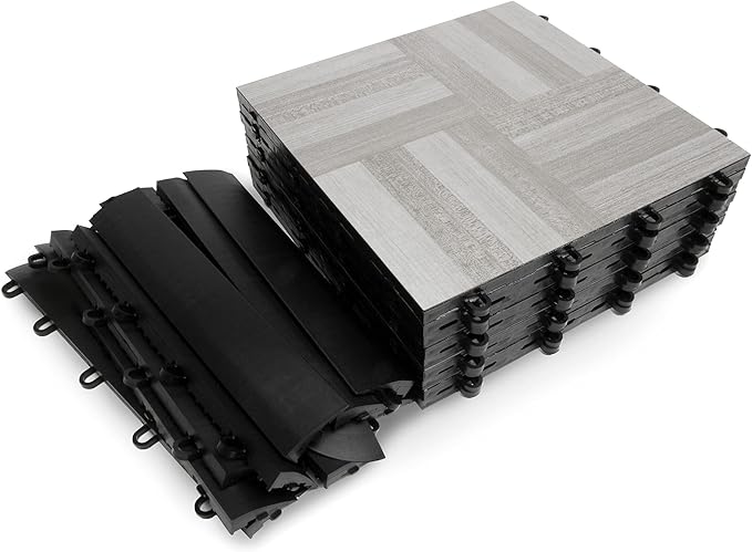 Big Floors SnapFloors 3X3RESGRAYOAKFLOOR Interlocking Lightweight Plastic Modular Dance Floor Kit (3' x 3'), Gray Oak, 21 Piece