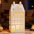 DN DECONATION Light Up Christmas Decor Village Set, White House with Lights