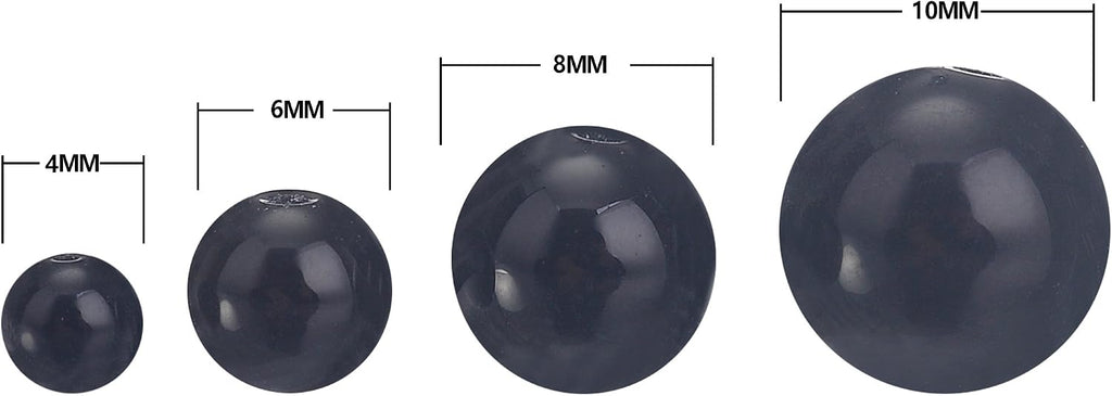 rubyca natural black obsidian round loose bead organizer, side view