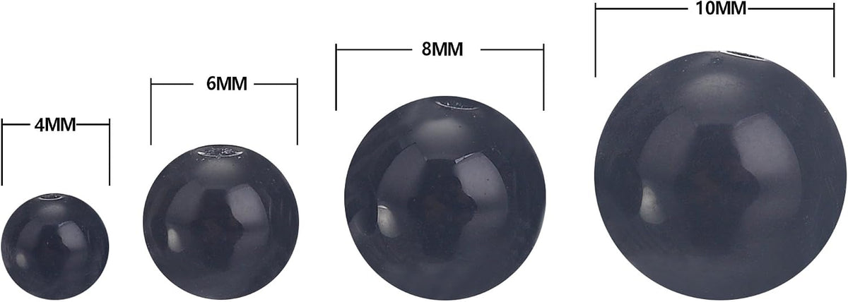 rubyca natural black obsidian round loose bead organizer, side view
