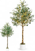 Artificial Olive Tree 5FT, Olive Trees Artificial Indoor with Realistic Branches & Olive Fruits, 63" Tall Faux Olive Tree in White Planter Basket, Fake Tree Indoor for Home Office Living Room Decor