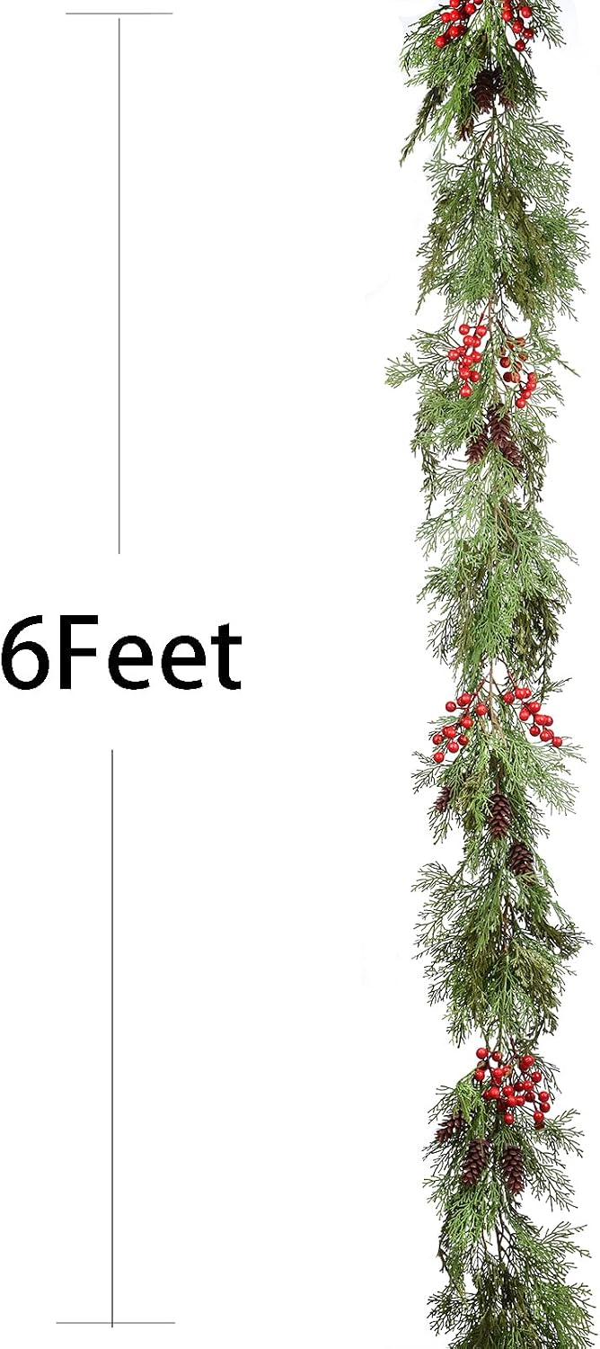 Christmas Pine Garland, Artificail Greengery Garland Indoor Outdoor Garden Gate Home Decoration for Winter Holiday Home New Year Decor (Green)