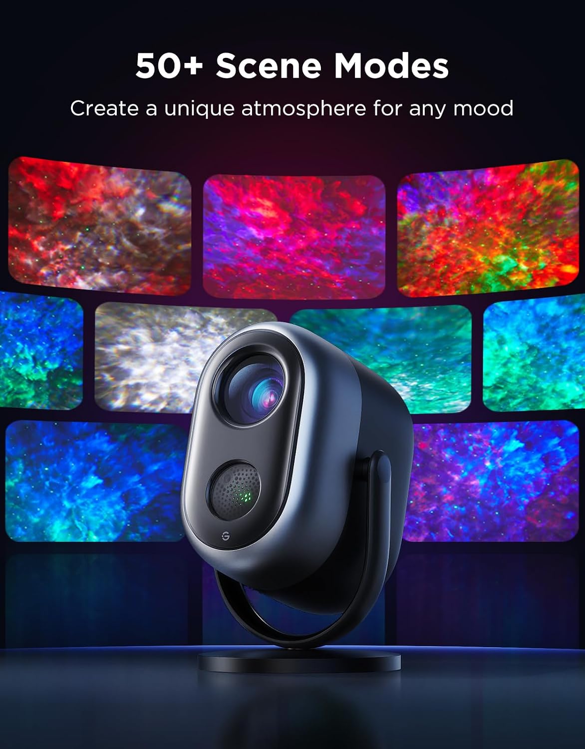 govee star projector lights, 7-zone nebula effect, compatible on a desk or shelf