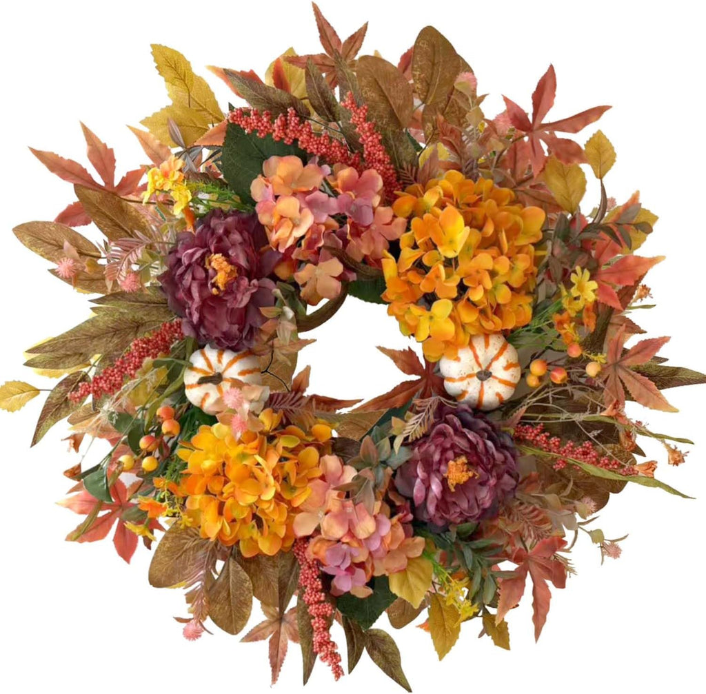 WANNA-CUL 24 Inch Fall Harvest Front Door Wreath Autumn Thanksgiving Decor
