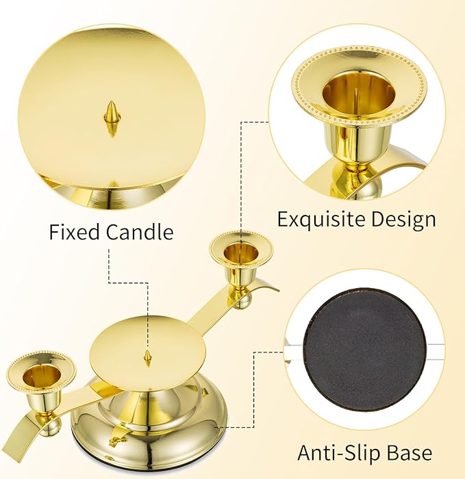 Unity Candle Holder for Wedding Ceremony Set - Romadedi 3 Arm Metal Gold Candle Stand for Pillar Taper Candlestick Unity Candles Centerpiece Decor Bride Reception Anniversary Decoration Gift