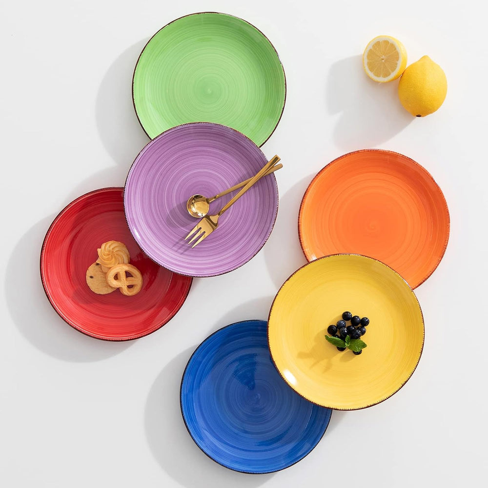 vancasso Bonita Muticolor Salad Plate Set of 6, 7.5 Inch Ceramic Dessert Plat...