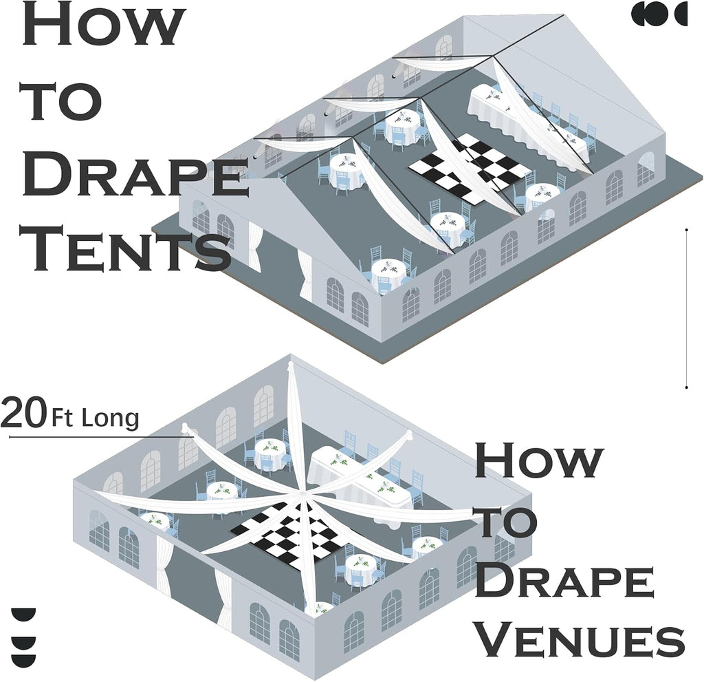 4 Panels 5ft(W) x 20ft(L) Black Ceiling Drapes for Halloween Parties