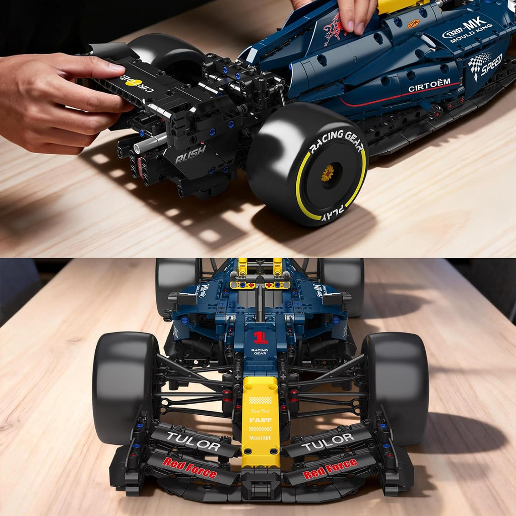 Mould King Racing Car Building Sets, MOC 1:8 Collectible Set for Adults, Race Car with Realistic Details & Display Model for Home or Office Décor (1401+PCS, 13207)
