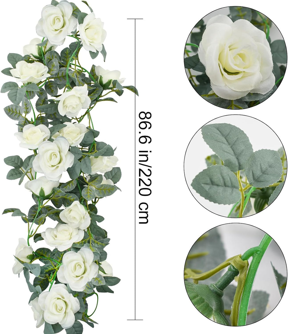 Flower Garland Rose Vine 4Pcs 28FT Artificial Floral Garland with Green Leave...