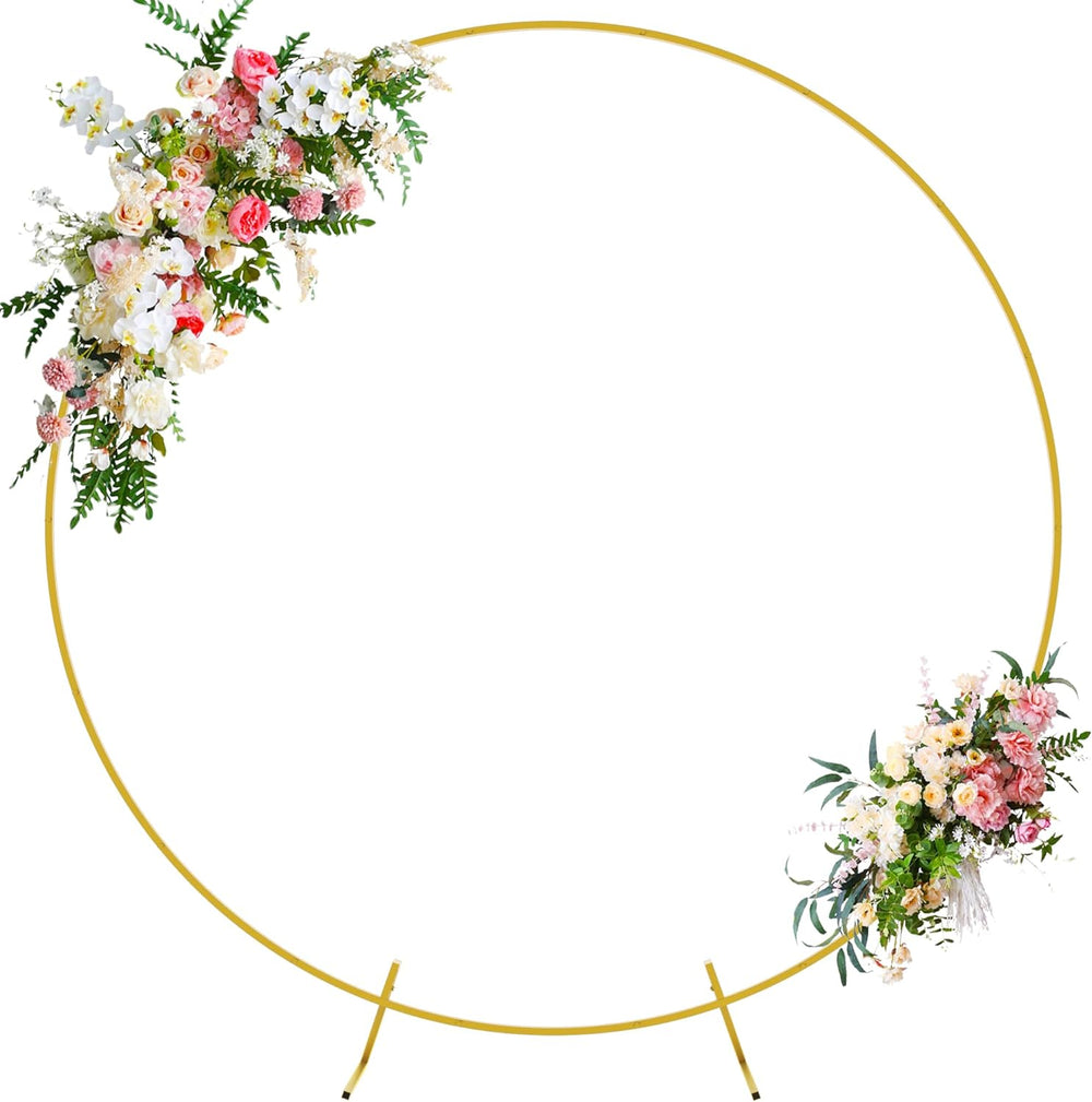 Round Backdrop Stand 7.2FT Gold Metal Circle Balloon Arch Frame