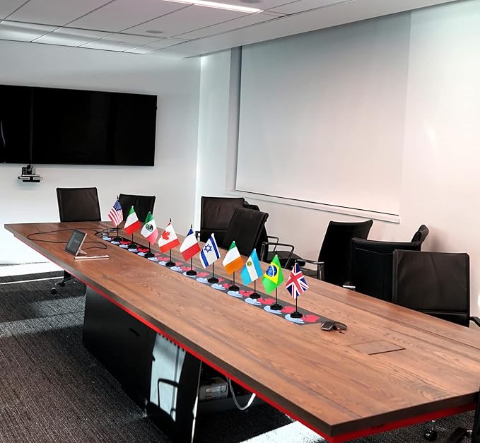 12 Pack India Desk Flags Set, Indian Small Mini Table Office Flags with 12" Solid Black Pole, 8.2 x 5.5 Inches, Home and Office Decoration, Festival Celebrations