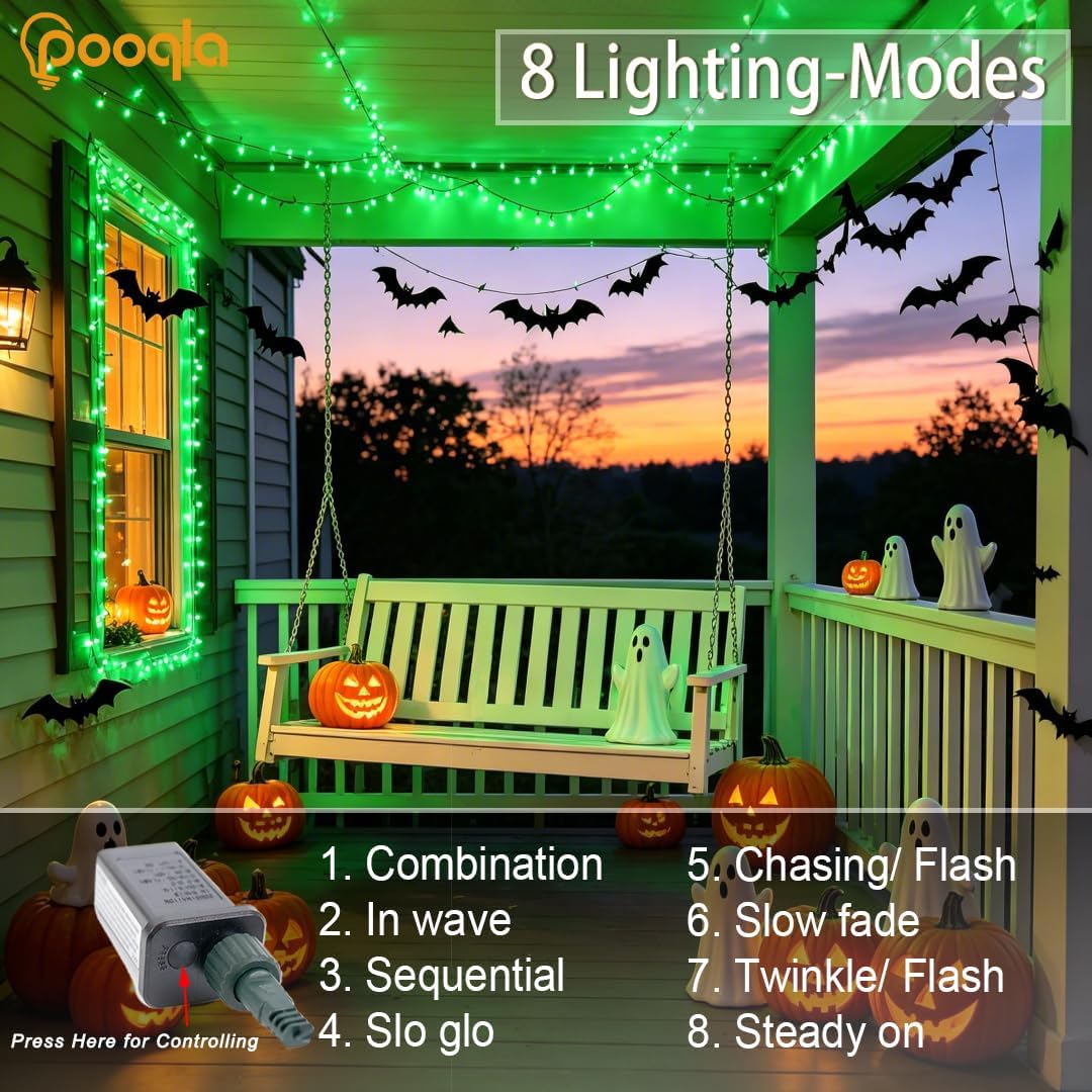 pooqla 500 led string lights indoor outdoor, 164 shown in use