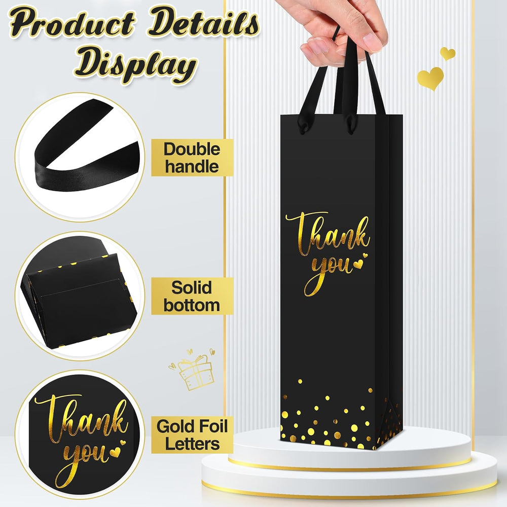 Ctosree 30 Pcs Wine Bottle Gift Bag with Handle 4.3x3.5x13.7, 5 Colors