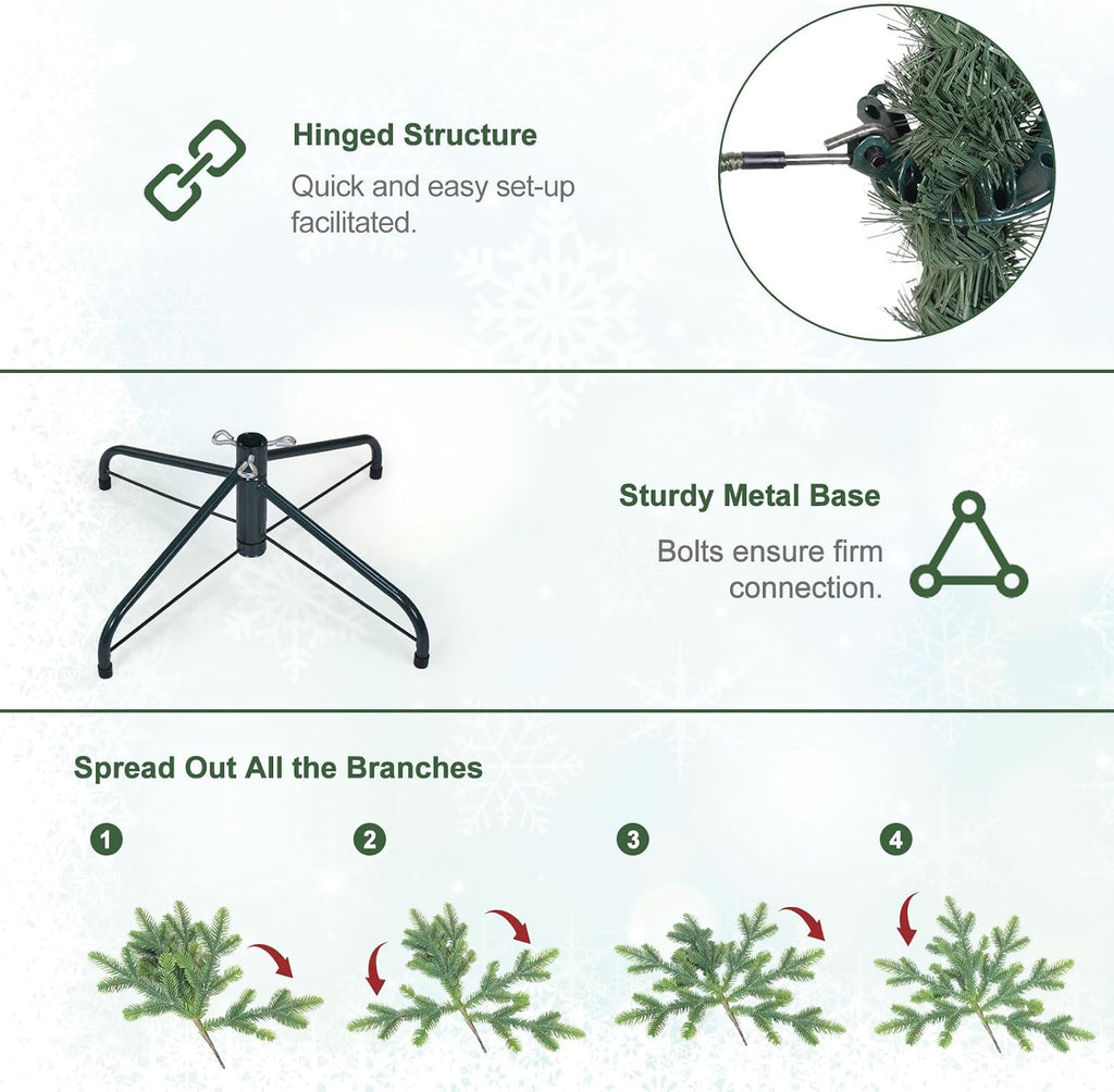 Treepool 7FT Prelit Artificial Christmas Tree, 2272 PE/PVC Tips, 500 Lights