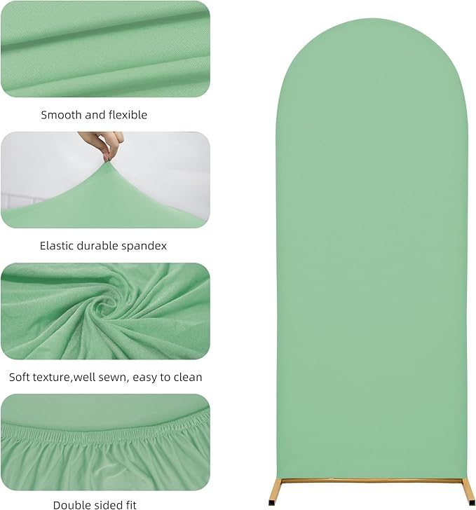 Wedding Arch Cover 7.2FT 6.6FT 6FT Arch Backdrop Cover Spandex Fitted Arch Cover for Round Top Chiara Backdrop Stand Covers for Wedding Birthday Party Baby Shower Banquet Ceremony Decoration (Set of 3)