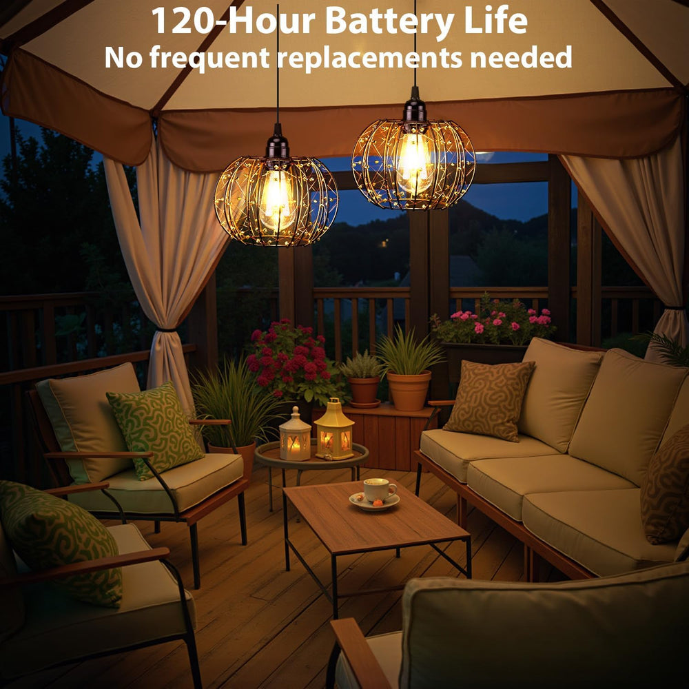 Battery Operated Hanging Chandelier Outdoor, Set of 2 with Remote, No Wiring,...