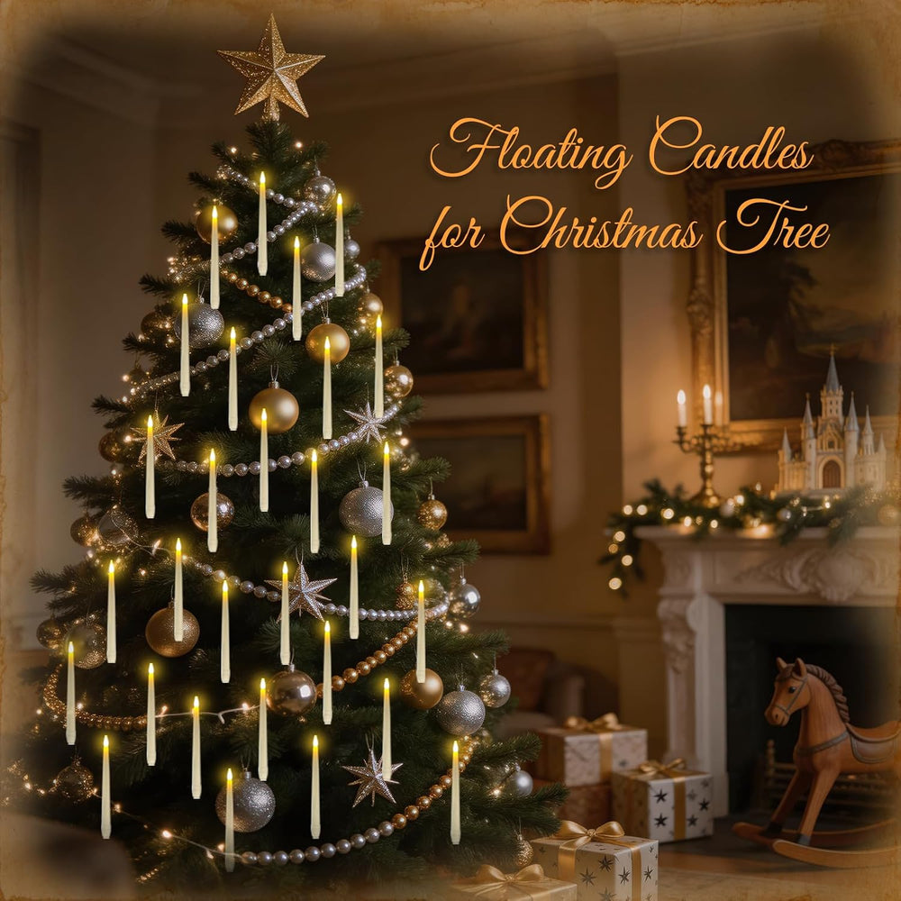 Homemory 20PCS Floating Candles with Wand Remote, Flameless Hanging Taper Can...
