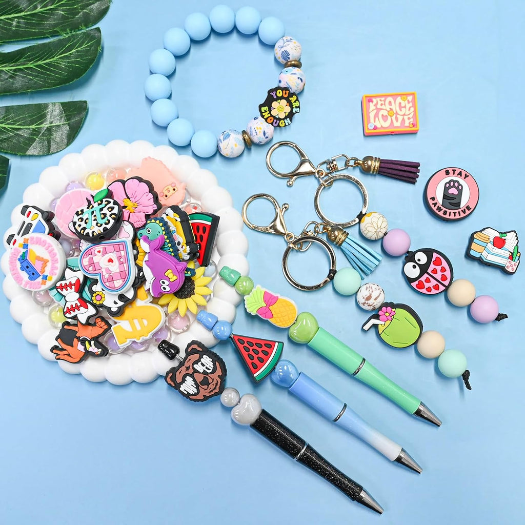 random different silicone focal bead for pens funny shown in use