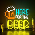 Here for The Beer Neon Sign for Wall Decor Beer Neon Light for Man Cave Dimmable LED Light Bar Pub Party Restaurant Christmas Birthday Gift Art Size 12.1 * 11.8In (WZCP163)